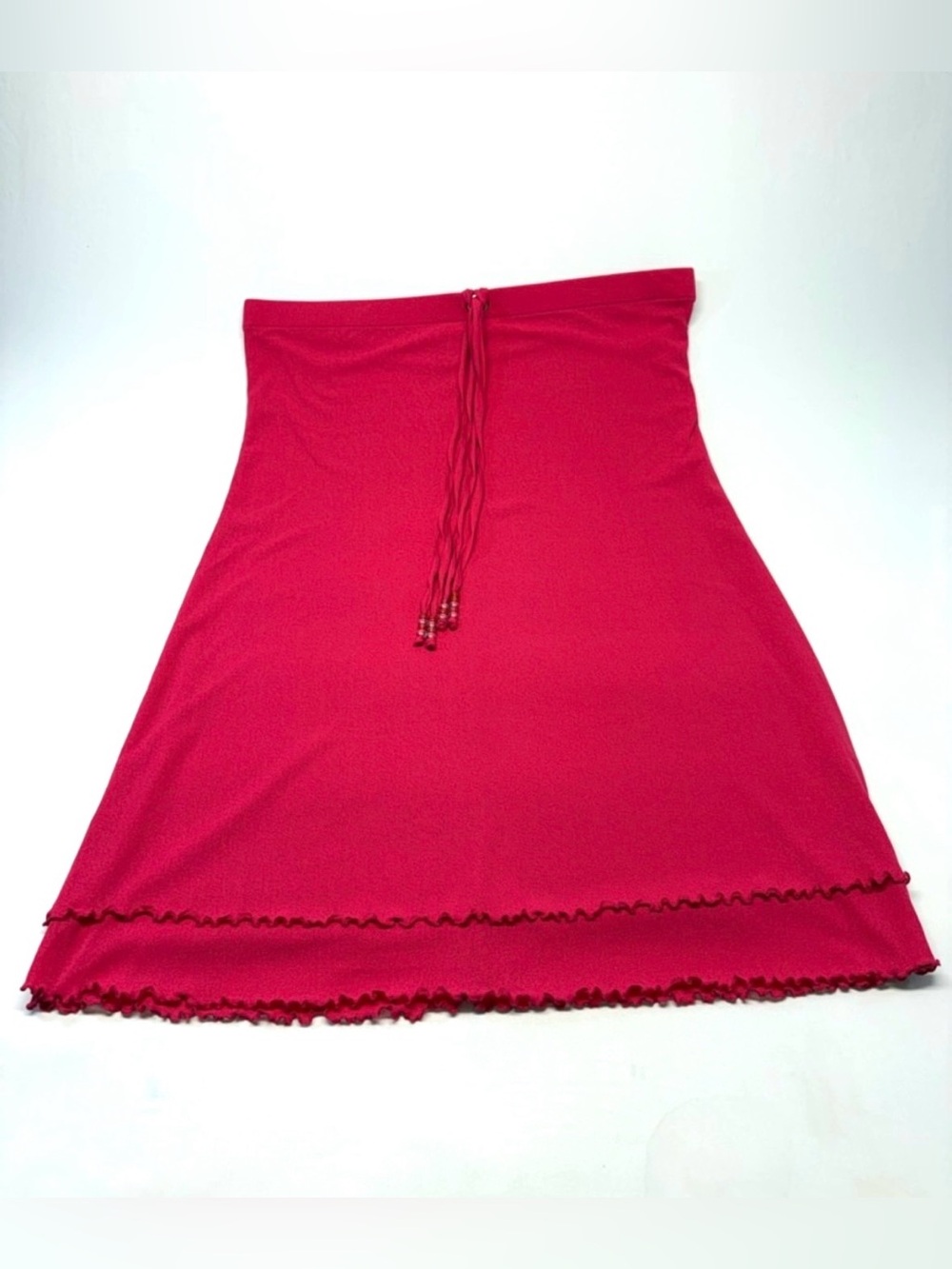 🔥 VINTAGE Y2K RAPZ Lettuce Hem Ruffle Skirt - Made in Canada - Fucshia Size XL